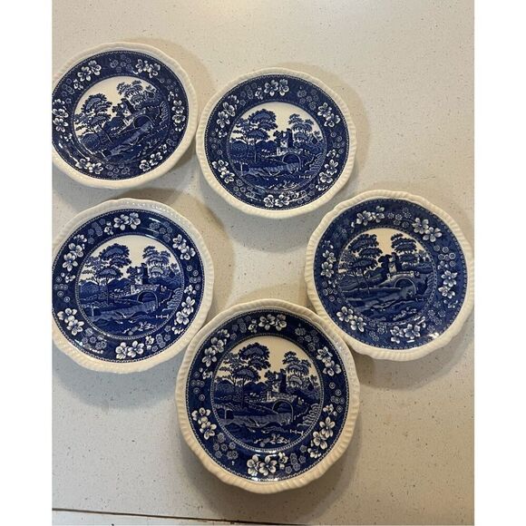 Set of 5 Spode Vintages Discontinued Copeland Blue Tower Salad Plates 8 1/2 “ - Picture 12 of 12